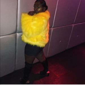 Yellow fur coat